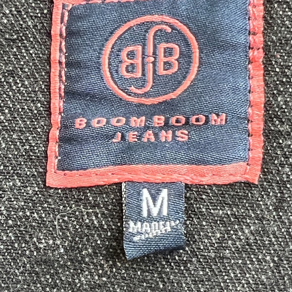 Boom Boom Jeans Denim Jacket Size M Black 4 Front Pockets Cotton Blend - Picture 6 of 6